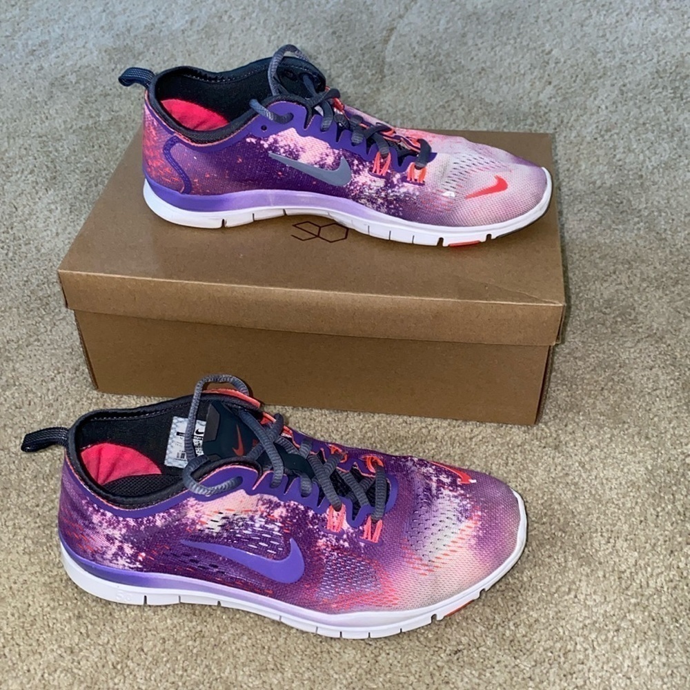 NIKE FREE 5.0 TR FIT 4 Women’s Running Shoe. Pink/Purple/Orange. Size 7